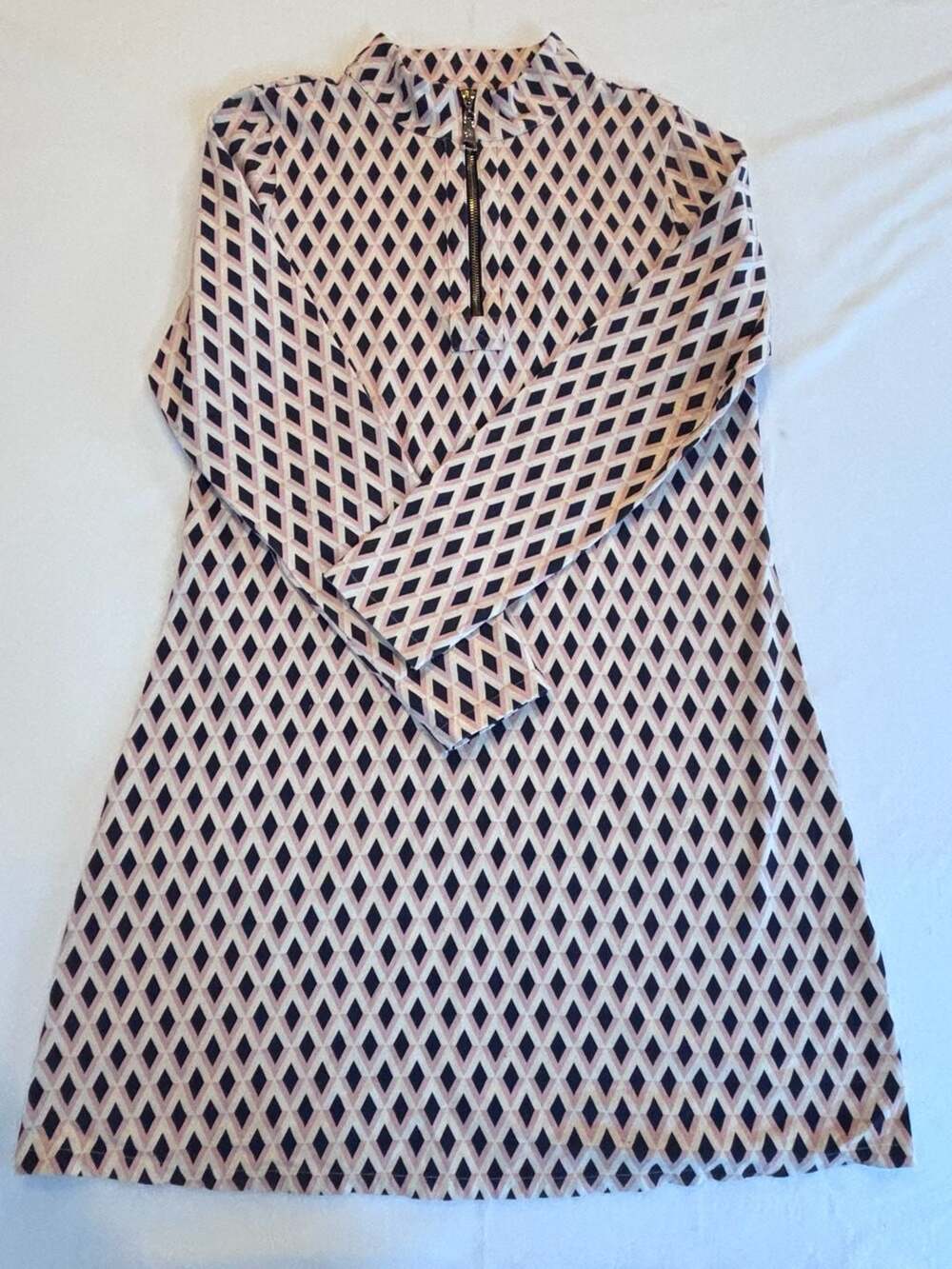 Spartina 449 Geometric Diamond Print Quarter Zip Dress